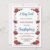 Invitation Baby Shower aux Fruits Rouges Fraise Myrtille (Devant)
