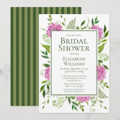 Invitation Baby Shower aux Hortensias Roses (Devant / Derrière)