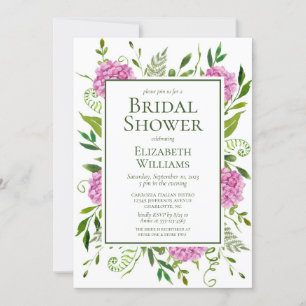Invitation Baby Shower aux Hortensias Roses