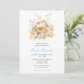 Invitation Baby shower aux oiseaux de printemps (Debout devant)