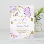 Invitation Baby shower aux papillons Boho en espagnol (Debout devant)