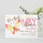 Invitation Baby shower aux papillons, c'est une fille (Debout devant)