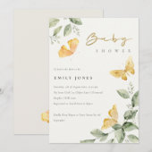 Invitation Baby shower aux papillons du Jardin mignon (Devant / Derrière)