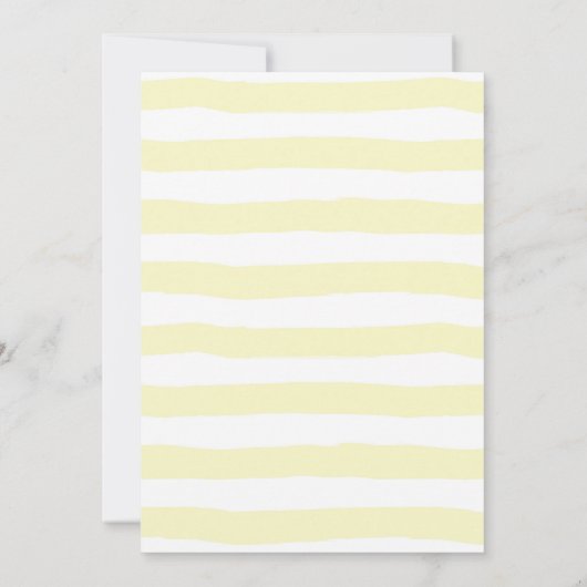 Invitation Baby Shower aux rayures simples à l'aquarelle jaun (Dos)
