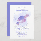 Invitation Baby shower aux tortues (Devant / Derrière)