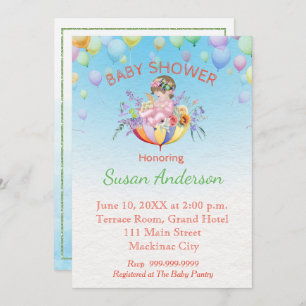 Invitation baby shower avec bébé dans parapluie