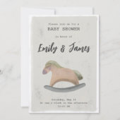 Invitation baby shower avec Cheval Rocking (Devant)