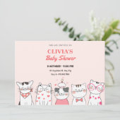 Invitation Baby shower avec de mignons chats (Debout devant)