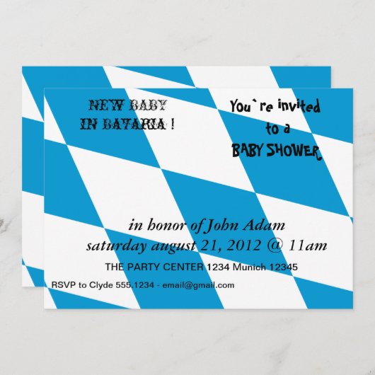 Invitation baby shower avec Drapeau de Bavière (Devant / Derrière)