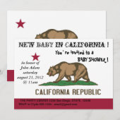 Invitation baby shower avec drapeau de Californie (Devant / Derrière)