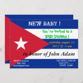 Invitation baby shower avec drapeau de Cuba (Devant / Derrière)