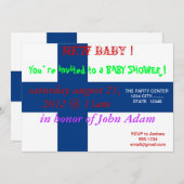Invitation baby shower avec Drapeau de Finlande (Devant / Derrière)