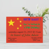 Invitation baby shower avec drapeau de la Chine (Debout devant)
