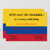 Invitation baby shower avec drapeau de la Colombie (Devant / Derrière)