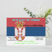 Invitation baby shower avec drapeau de la Serbie (Debout devant)