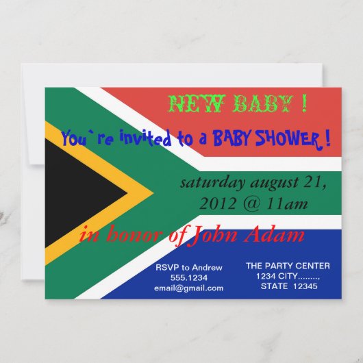 Invitation baby shower avec drapeau de l'Afrique d (Devant)