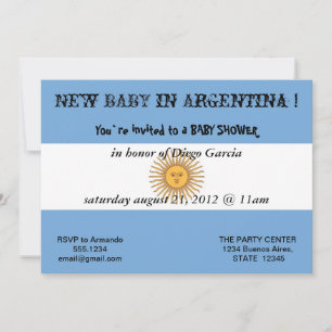Invitation baby shower avec drapeau de l'Argentine