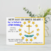 Invitation baby shower avec drapeau de l'île Rhode (Debout devant)