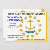 Invitation baby shower avec drapeau de l'île Rhode (Devant / Derrière)