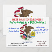 Invitation baby shower avec drapeau de l'Illinois (Devant / Derrière)