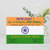 Invitation baby shower avec drapeau de l'Inde (Debout devant)