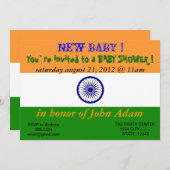 Invitation baby shower avec drapeau de l'Inde (Devant / Derrière)
