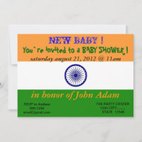 Invitation baby shower avec drapeau de l'Inde
