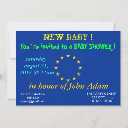 Invitation baby shower avec drapeau de l'Union eur (Devant)