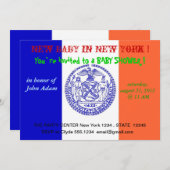 Invitation baby shower avec drapeau de New York (Devant / Derrière)