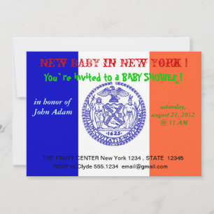 Invitation baby shower avec drapeau de New York