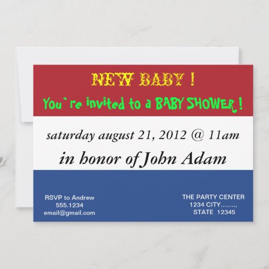 Invitation baby shower avec drapeau de Pays-Bas (Devant)
