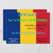 Invitation baby shower avec Drapeau de Roumanie (Devant / Derrière)