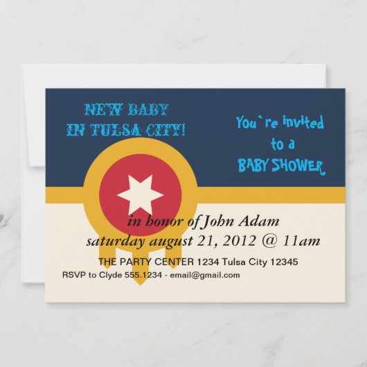 Invitation baby shower avec Drapeau de Tulsa, USA (Devant)