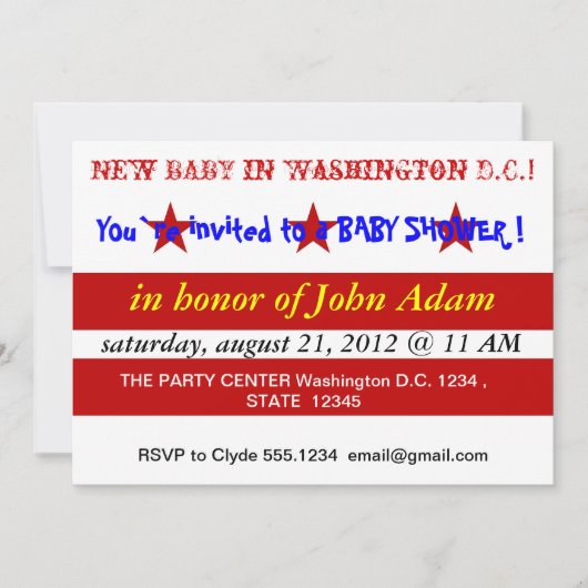 Invitation baby shower avec drapeau de Washington (Devant)