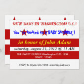 Invitation baby shower avec drapeau de Washington (Devant / Derrière)
