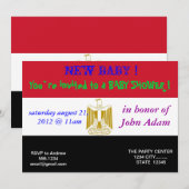 Invitation baby shower avec drapeau d'Egypte (Devant / Derrière)