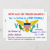 Invitation baby shower avec drapeau des îles Vierg (Devant / Derrière)