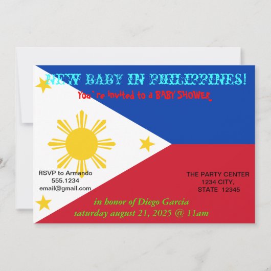 Invitation baby shower avec drapeau des Philippine (Devant)