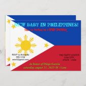 Invitation baby shower avec drapeau des Philippine (Devant / Derrière)