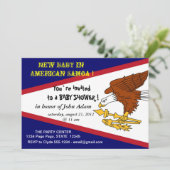 Invitation baby shower avec drapeau des Samoa amér (Debout devant)