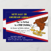 Invitation baby shower avec drapeau des Samoa amér (Devant / Derrière)