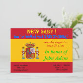 Invitation baby shower avec drapeau d'Espagne (Debout devant)
