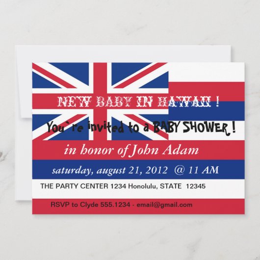 Invitation baby shower avec drapeau d'Hawaï (Devant)