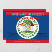 Invitation baby shower avec drapeau du Belize (Devant / Derrière)