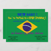 Invitation baby shower avec drapeau du Brésil (Devant / Derrière)