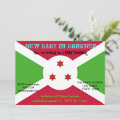 Invitation baby shower avec drapeau du Burundi (Debout devant)