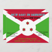 Invitation baby shower avec drapeau du Burundi (Devant / Derrière)