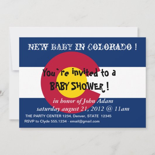 Invitation baby shower avec drapeau du Colorado (Devant)