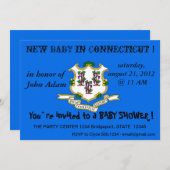 Invitation baby shower avec drapeau du Connecticut (Devant / Derrière)