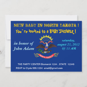 Invitation baby shower avec drapeau du Dakota du N
